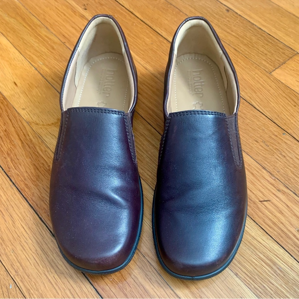 Hotter Glove Chestnut Leather Slip-On Shoes - Size 10